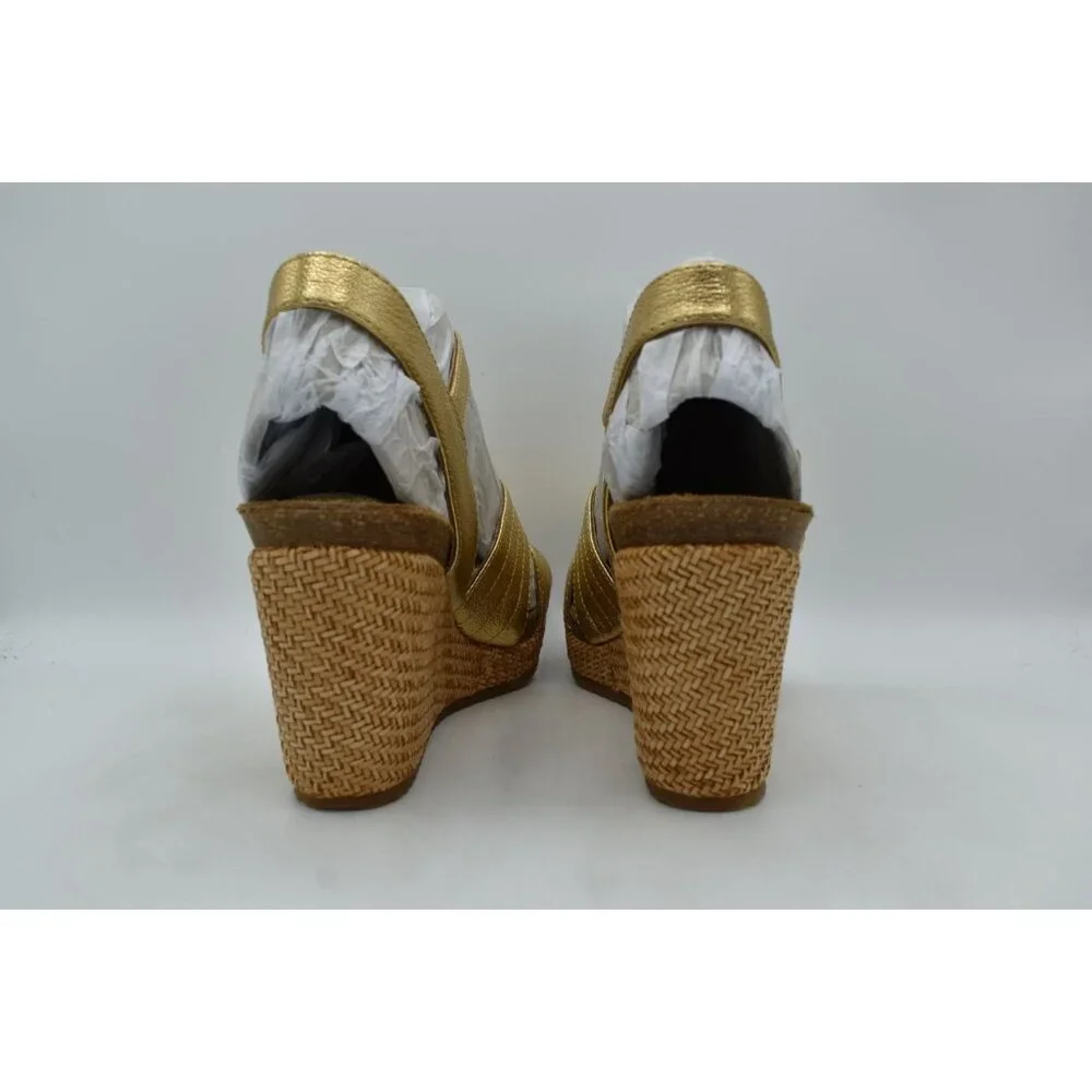 Sofft Womens Size 11 Clarissa Gold Leather‎ Wedge Sandals Shoes